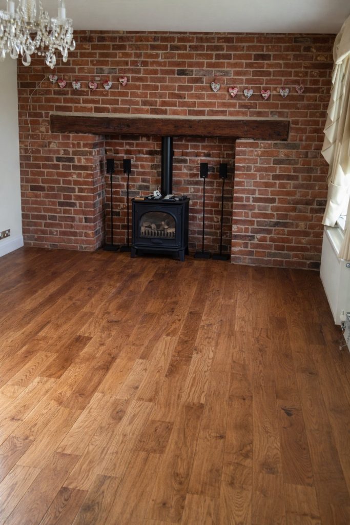 Close-up of bespoke solid oak timber flooring in Great Leighs, Essex