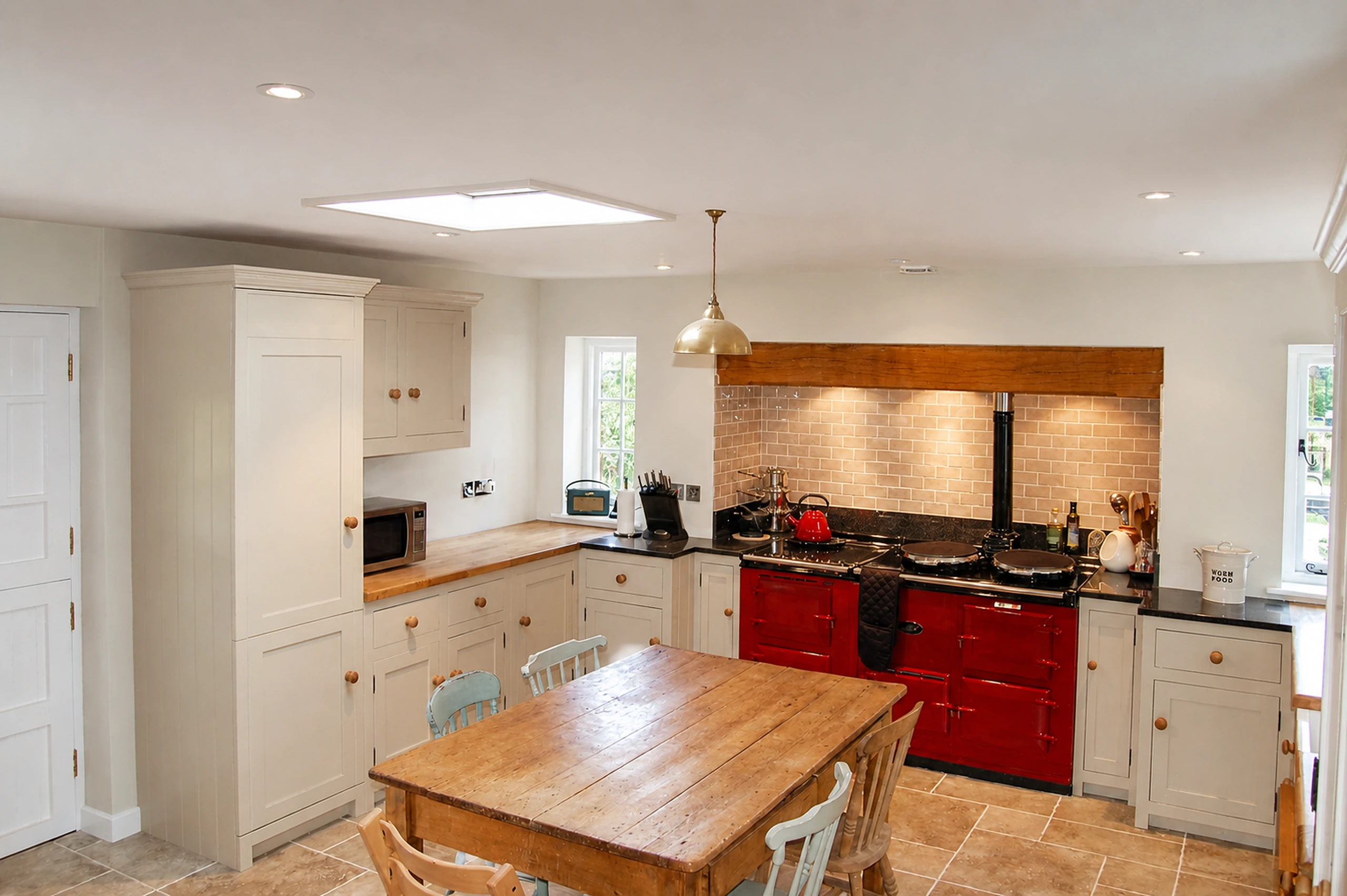 Painted Shaker Kitchen with Red AGA in Chorleywood